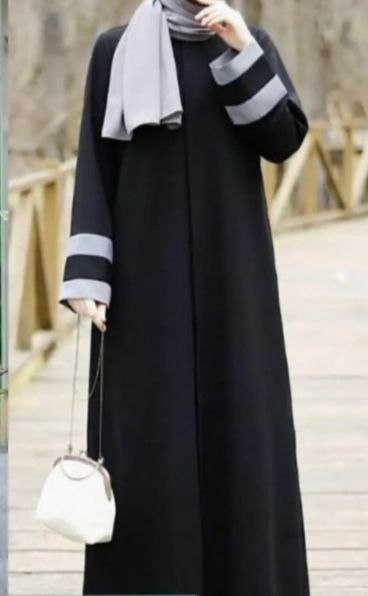 Collage Wear Hidden Buttons Abaya With Hijab