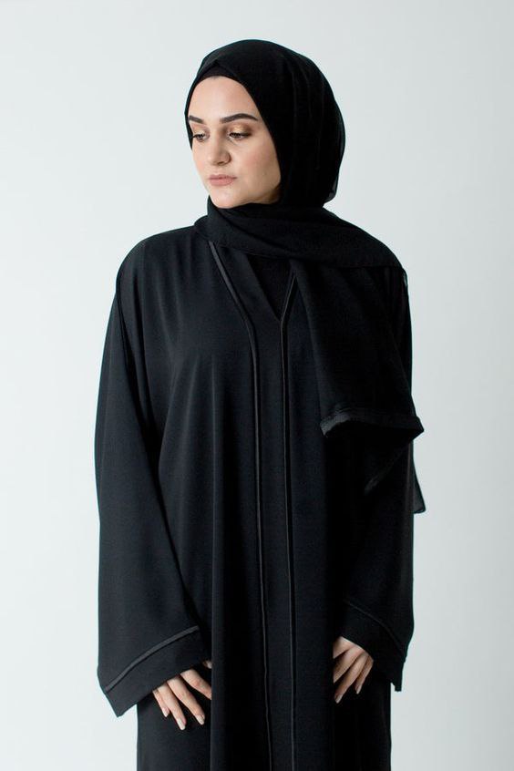 Collage Wear Open Button Abaya With Piping