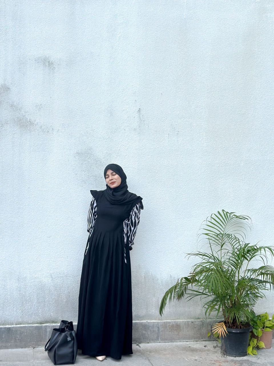 Zebra Print In Sleeves Abaya