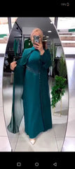 Heavy Chiffon Bridal Abaya with Shrug Diamond Wrok