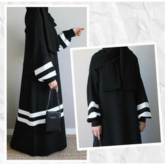 Daily Wear Abaya With Stripes In Sleeves & Layers