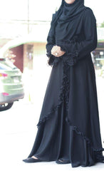 Exclusive Black Modest Frills Abaya